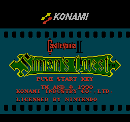 Castlevania II: Simon's Quest title screen for Famicom Disk System