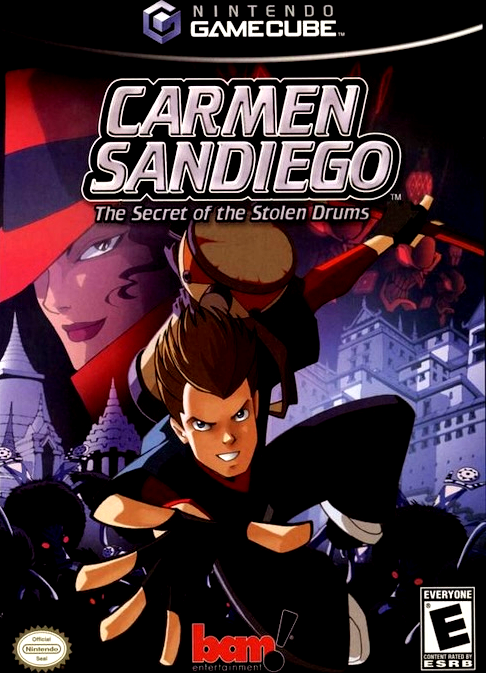 Carmen Sandiego The Secret of the Stolen Drums box art for Gamecube