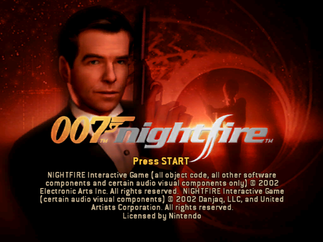 007 Nightfire title screen for Gamecube