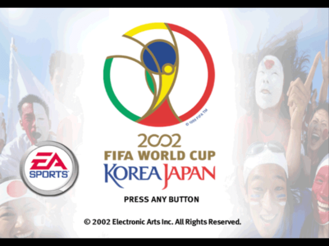 2002 FIFA World Cup title screen for Gamecube