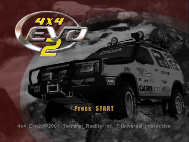 4x4 EVO 2 title screen for Gamecube