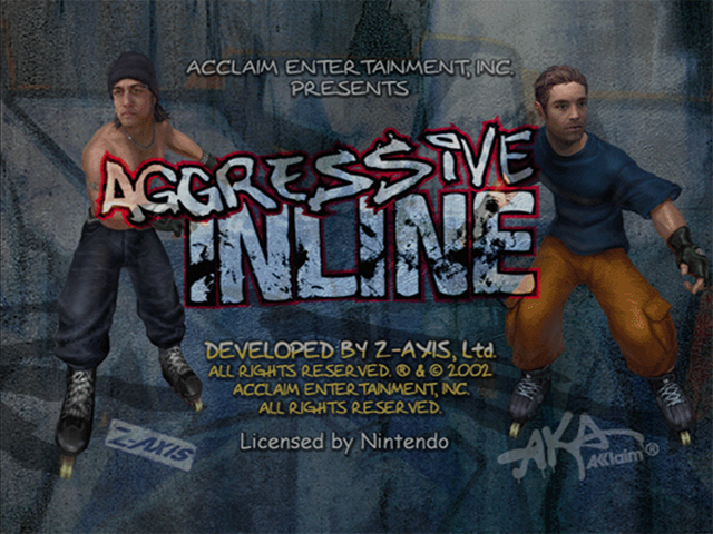 Aggressive Inline title screen for Gamecube