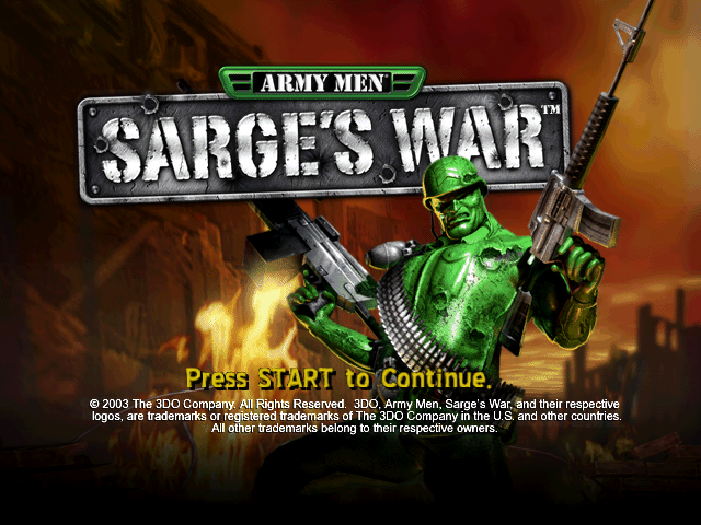 Army Men Sarge's War title screen for Gamecube
