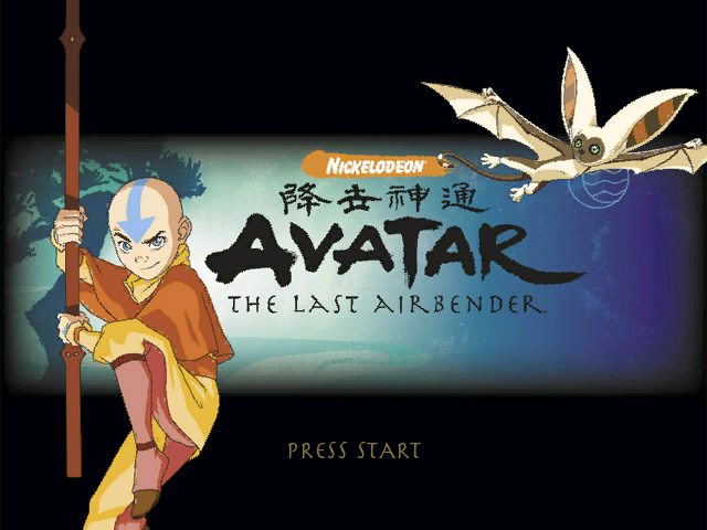Avatar the Last Airbender title screen for Gamecube