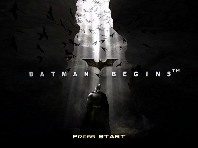 Batman Begins title screen for Gamecube
