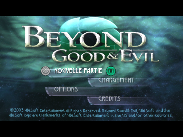 Beyond Good and Evil title screen for Gamecube