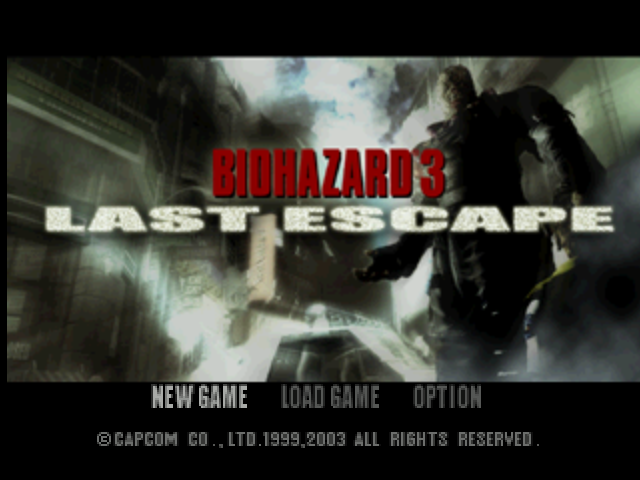 Biohazard 3 Last Escape title screen for Gamecube