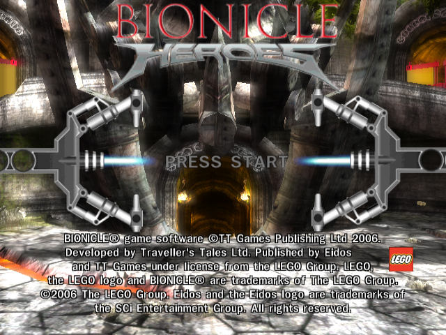 Bionicle Heroes title screen for Gamecube