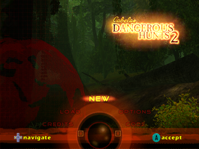 Cabela's Dangerous Hunts 2 title screen for Gamecube