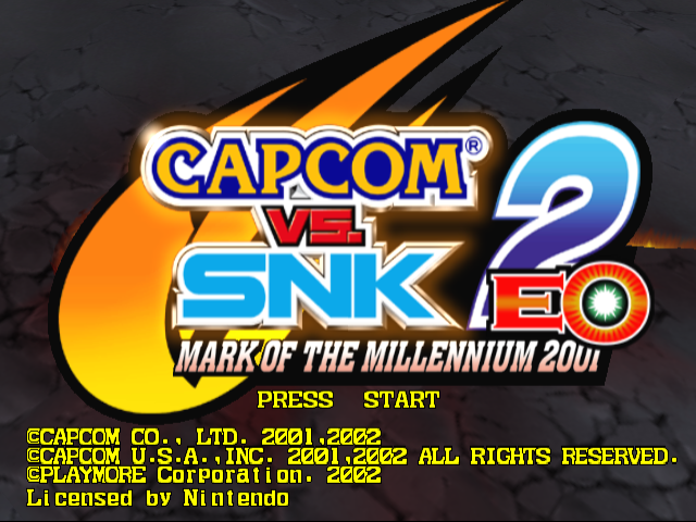 Capcom vs SNK 2 EO title screen for Gamecube