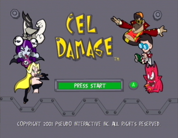 Cel Damage title screen for Gamecube
