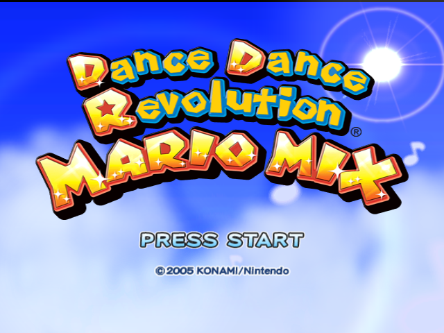 Dance Dance Revolution Mario Mix title screen for Gamecube