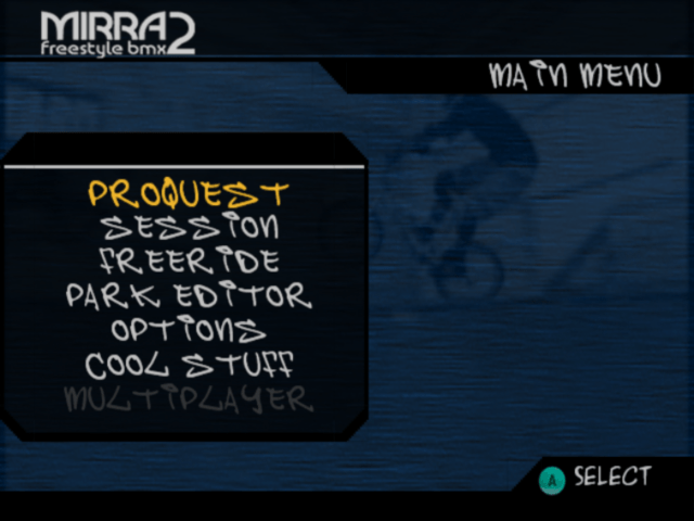 Dave Mirra Freestyle BMX 2 [Player's Choice] title screen for Gamecube