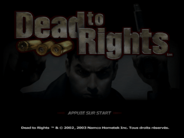 Dead to Rights title screen for Gamecube