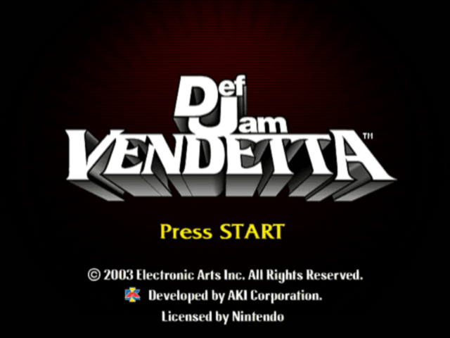 Def Jam Vendetta title screen for Gamecube