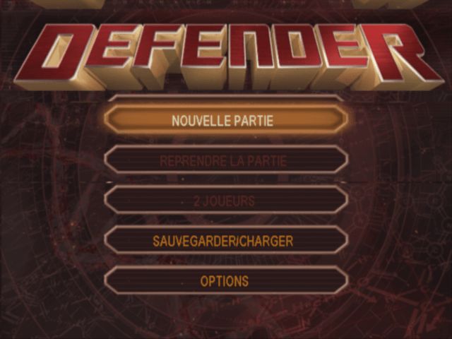 Defender title screen for Gamecube