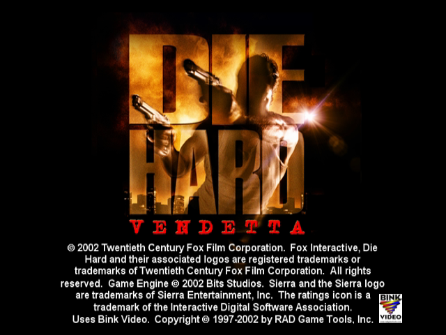Die Hard Vendetta title screen for Gamecube