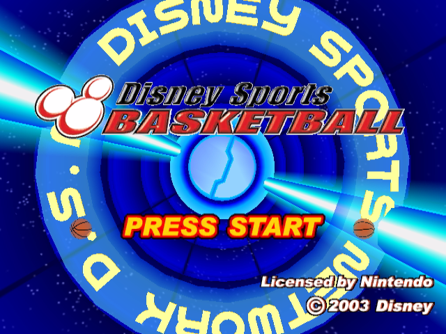 Disney Sports Basketball title screen for Gamecube