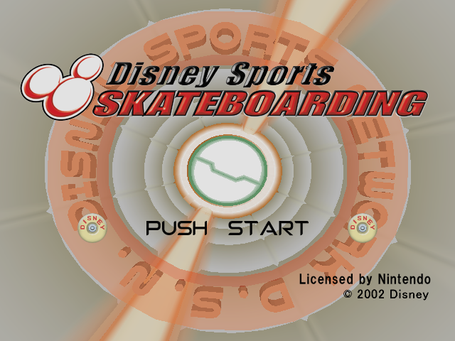 Disney Sports Skateboarding title screen for Gamecube