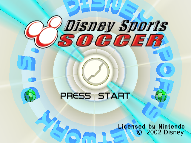 Disney Sports Soccer title screen for Gamecube