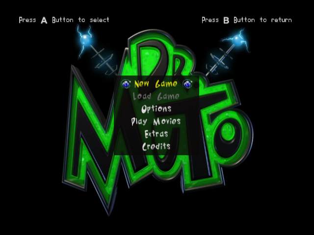 Dr. Muto title screen for Gamecube
