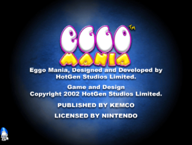Eggo Mania title screen for Gamecube