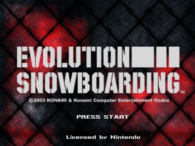 Evolution Snowboarding title screen for Gamecube