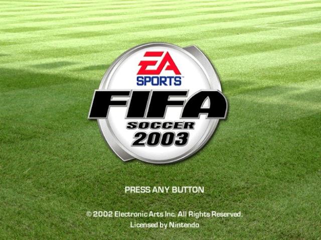 FIFA 2003 title screen for Gamecube
