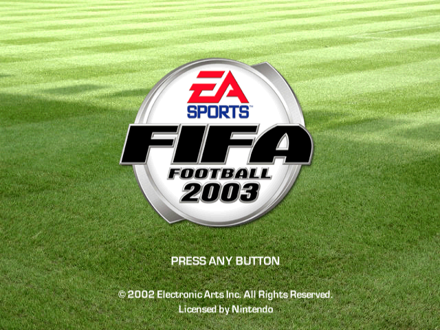 FIFA Football 2003 title screen for Gamecube