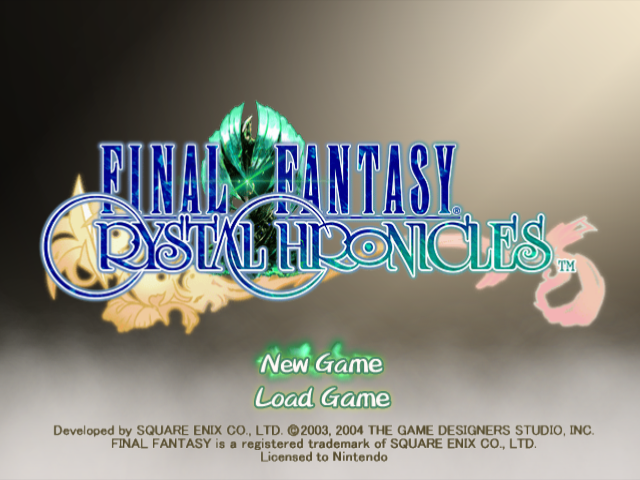 Final Fantasy Crystal Chronicles title screen for Gamecube
