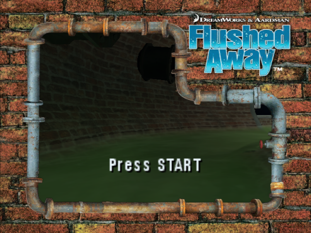 Flushed Away title screen for Gamecube