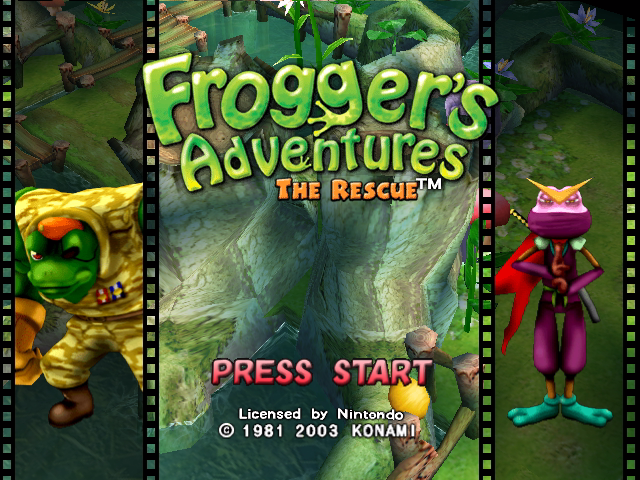 Frogger's Adventures The Rescue title screen for Gamecube