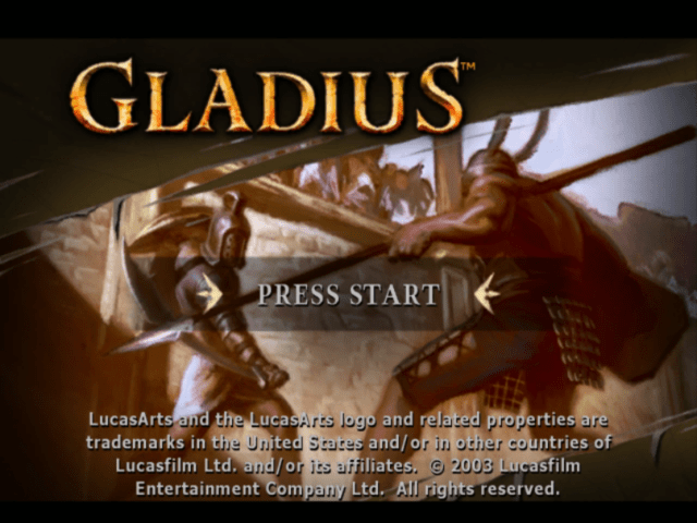 Gladius title screen for Gamecube