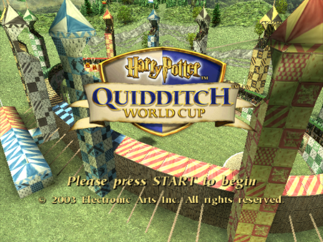 Harry Potter Quidditch World Cup title screen for Gamecube