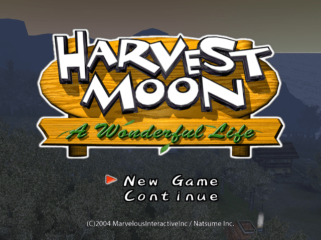 Harvest Moon: A Wonderful Life title screen for Gamecube