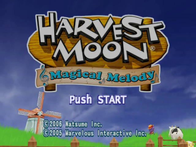 Harvest Moon Magical Melody [Player's Choice] title screen for Gamecube