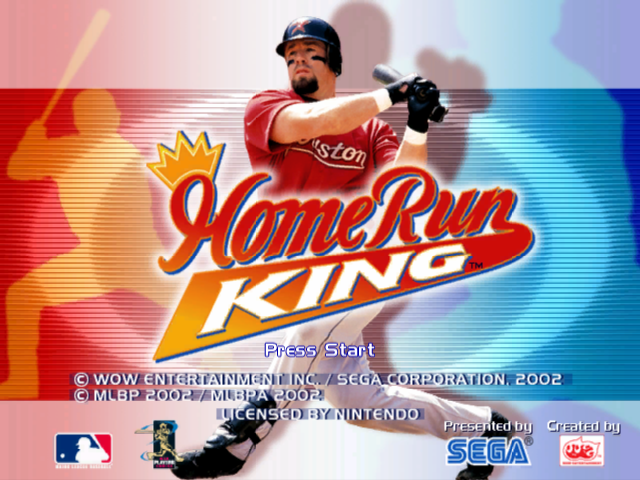 Home Run King title screen for Gamecube