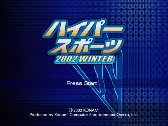 Hyper Sports 2002 Winter title screen for Gamecube