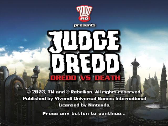 Judge Dredd Dredd vs Death title screen for Gamecube