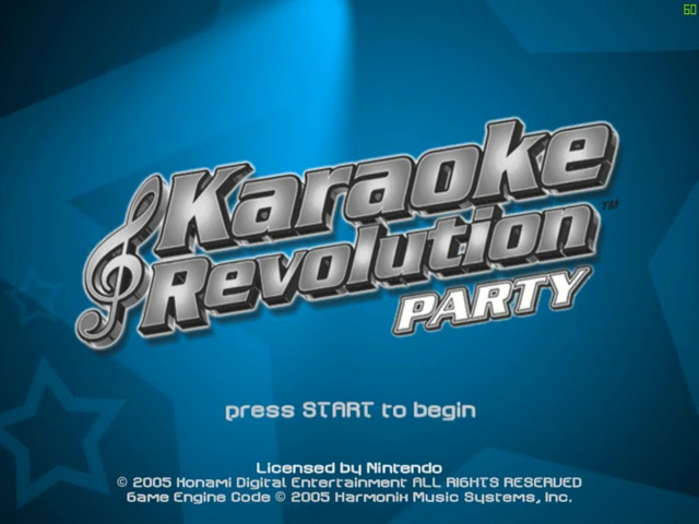 Karaoke Revolution Party title screen for Gamecube