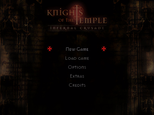 Knights of the Temple: Infernal Crusade title screen for Gamecube