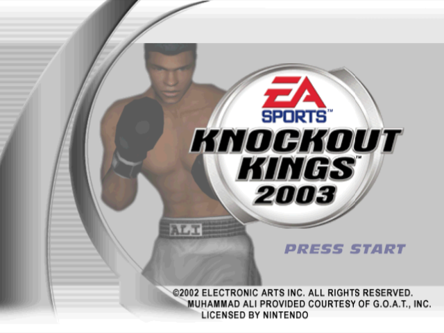 Knockout Kings 2003 title screen for Gamecube