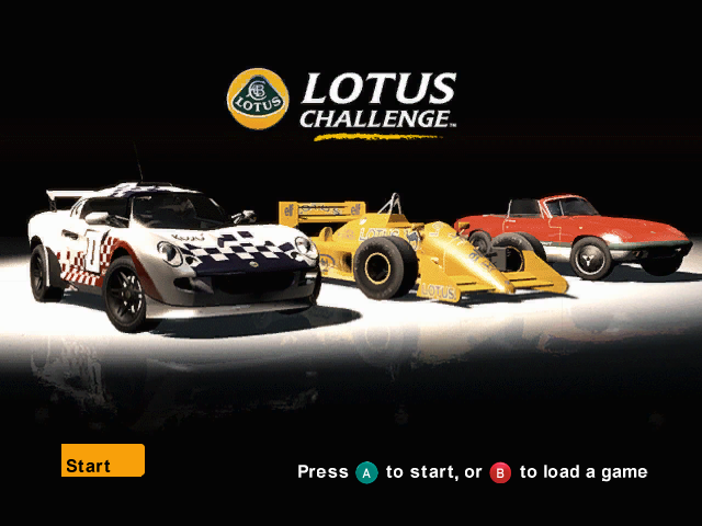 Lotus Challenge title screen for Gamecube