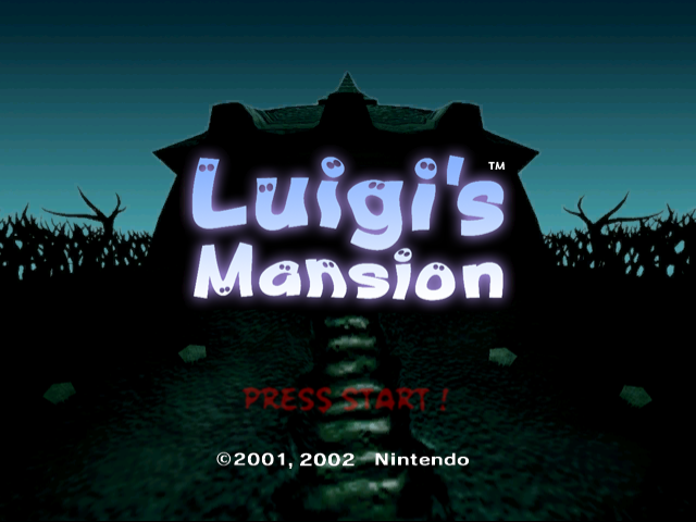 Luigi's Mansion title screen for Gamecube