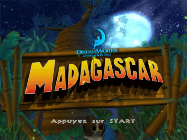 Madagascar title screen for Gamecube