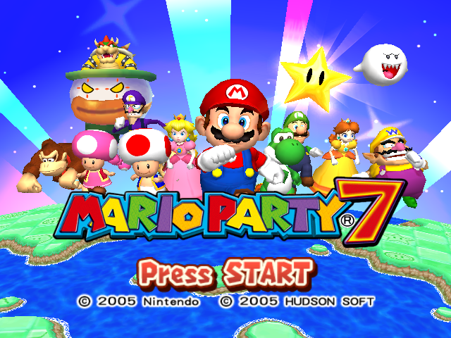 Mario Party 7 [Microphone Bundle] title screen for Gamecube