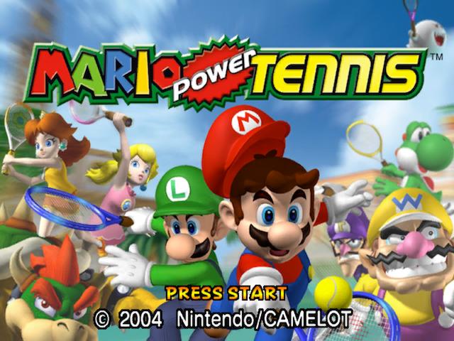 Mario Power Tennis title screen for Gamecube