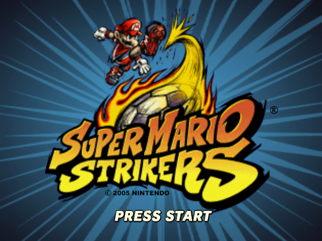 Mario Smash Football title screen for Gamecube