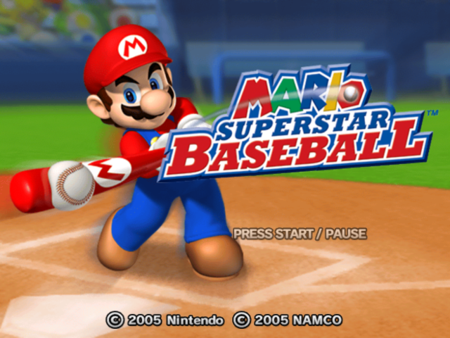 Mario Superstar Baseball title screen for Gamecube