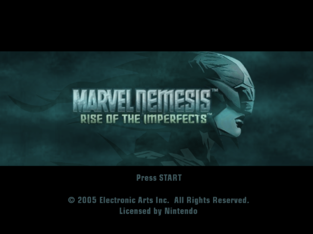 Marvel Nemesis Rise of the Imperfects title screen for Gamecube